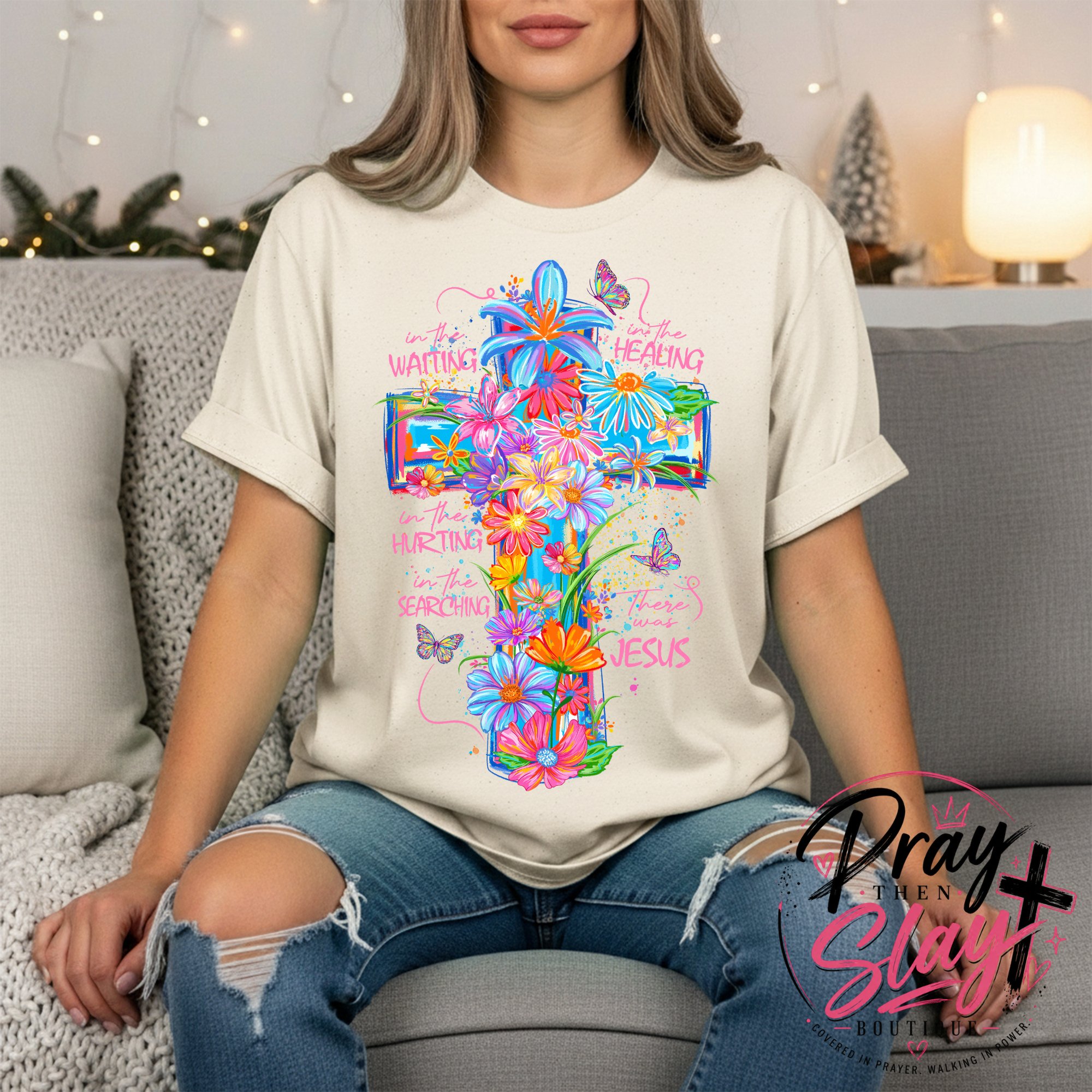 Floral Brushstroke Cross Tee